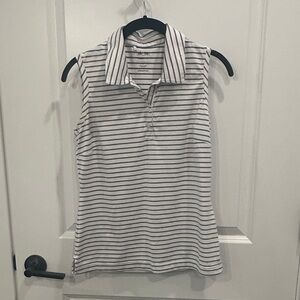 adidas Black and White Striped Golf Top